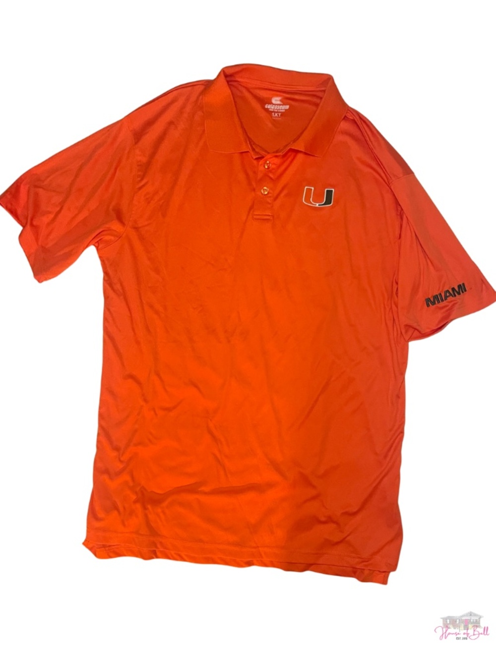 Colosseum Miami Hurricanes Mens 1XT Big & Tall Orange Polo Shirt NCAA Football